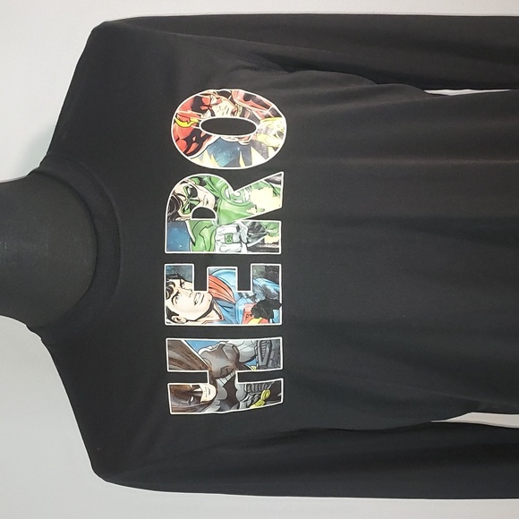 Justice League Unlimited DC Comics Black Long Sleeve Hero Shirt Size Large - Picture 2 of 6